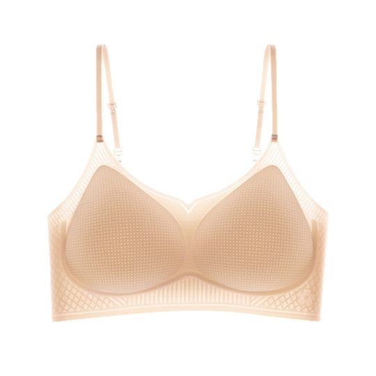 Cool and Ultra-Thin Seamless Underwear, Silver Silk Spaghetti Straps, Jelly Bra, No Rims, Camellia Lifting Underwear, Beautiful Back
