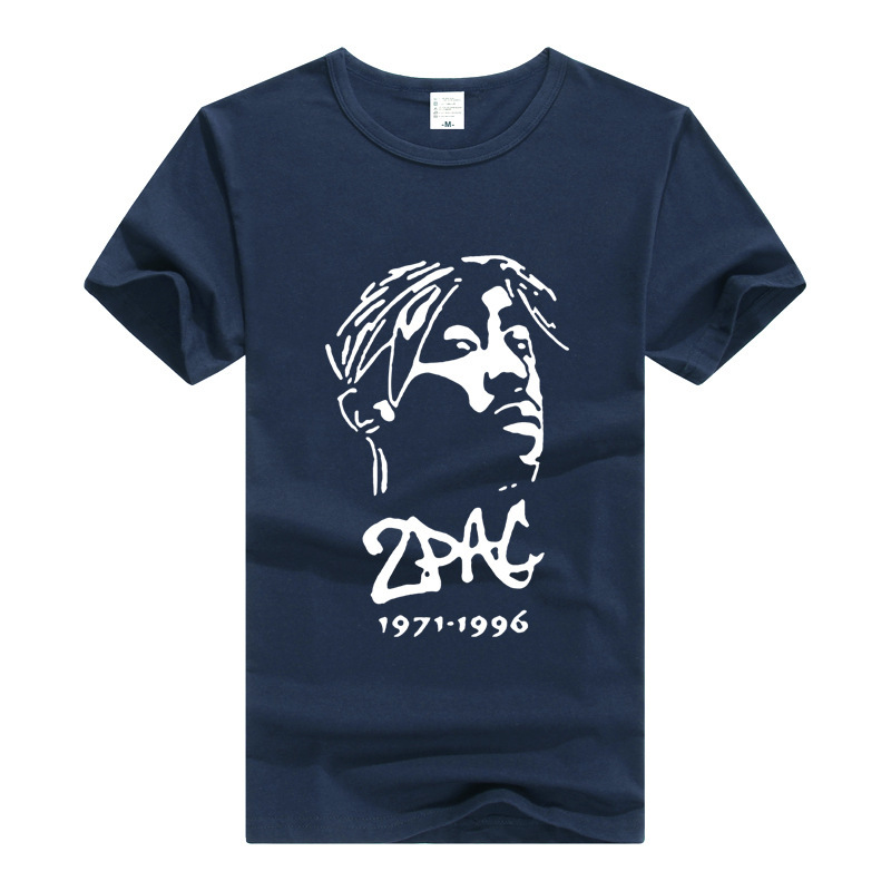 图帕克 欧美 嘻哈 短袖T恤 2pac 素描脸谱 t恤短袖 宽松 大码
