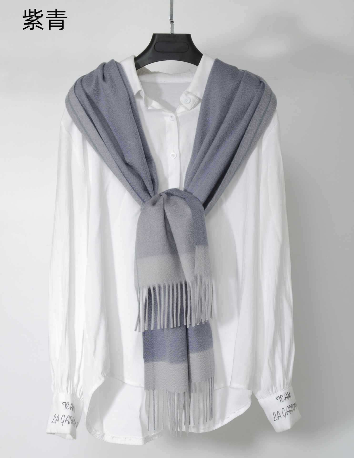 Fábrica de Mongolia interior pelo liso cachemira pura falsa ondulación del agua de doble cara llanura nueva bufanda Otoño e Invierno borla color a juego