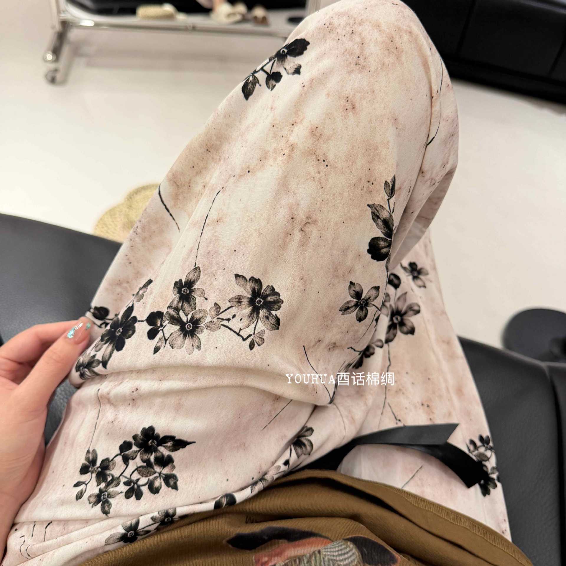 Pantalones de pijama de seda de algodón Pantalones de pierna ancha de seda de algodón fino para mujer