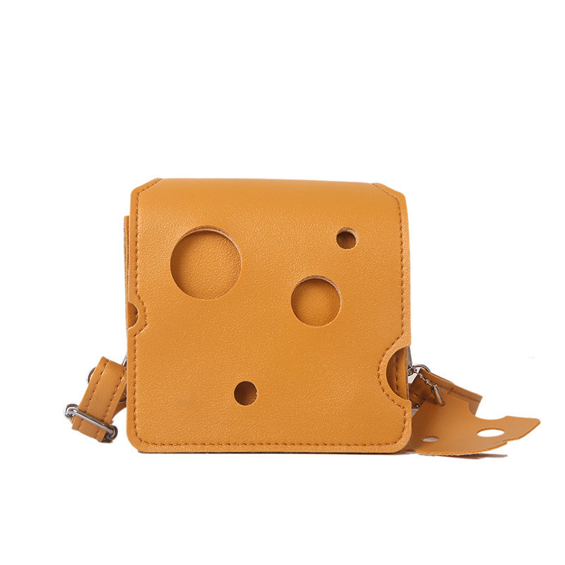 Niche design 2023 new trendy cute mini hole cheese triangle lipstick headset crossbody change small square bag