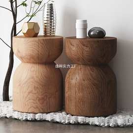 厂家销售实木木墩子北欧原木木墩边几树桩摆件圆形客厅家用凳子