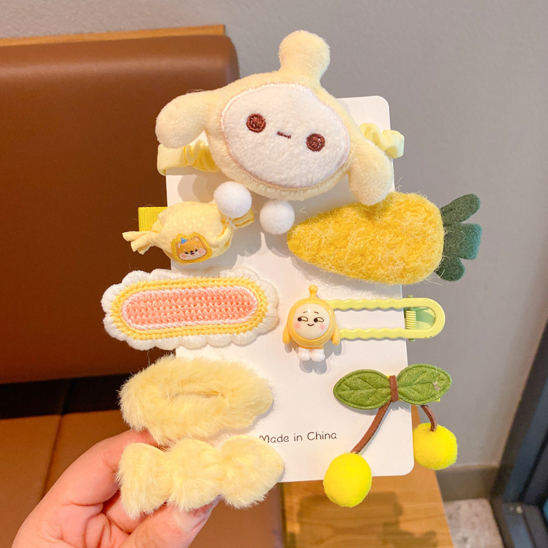 2023 nuevo huevo horquilla de dibujos animados linda chica de alto aspecto horquilla banda de goma tocado tela de Niña Accesorios para el cabello