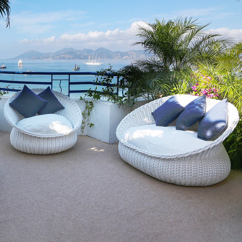 Conjunto de muebles de exterior de ratán para villa, patio, terraza, jardín, protección solar, sillón de aluminio para descanso al aire libre. image 5