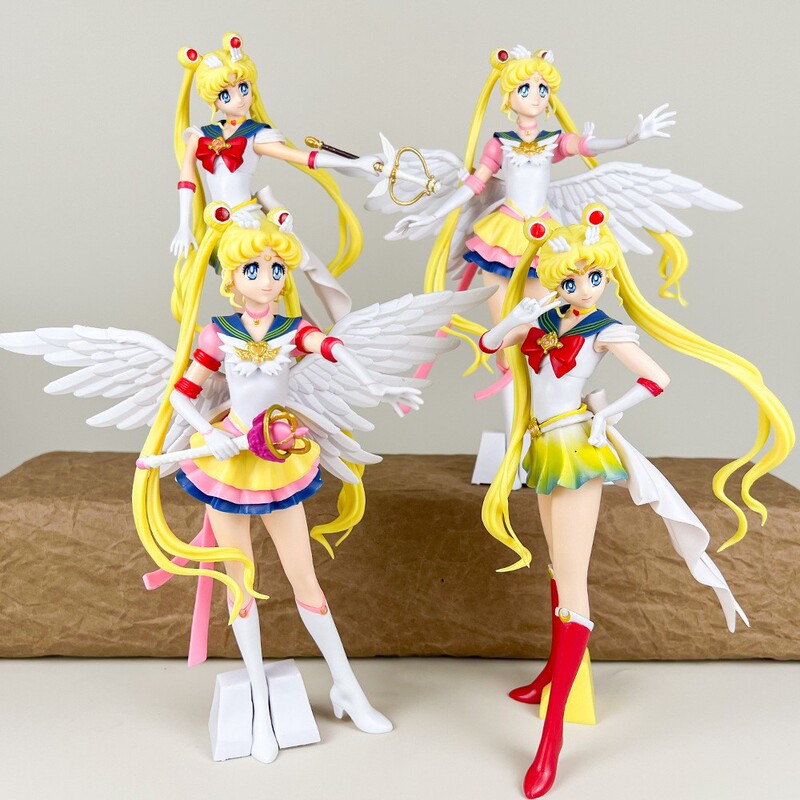 Anime Sailor Moon Usagi Tsukino Figure with Transformation Magic Wand, 2D Doll Model Ornament, Boxed Anime Sailor Moon Usagi Tsukino Figure with Transformation Magic Wand, 2D Doll Model Ornament, Boxed