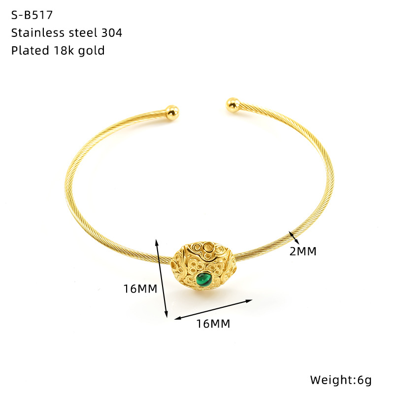 Cross-border non-fading titanium steel inlaid turquoise bracelet devil's eye furnace real gold plating exquisite European and American bracelet_voghion.com