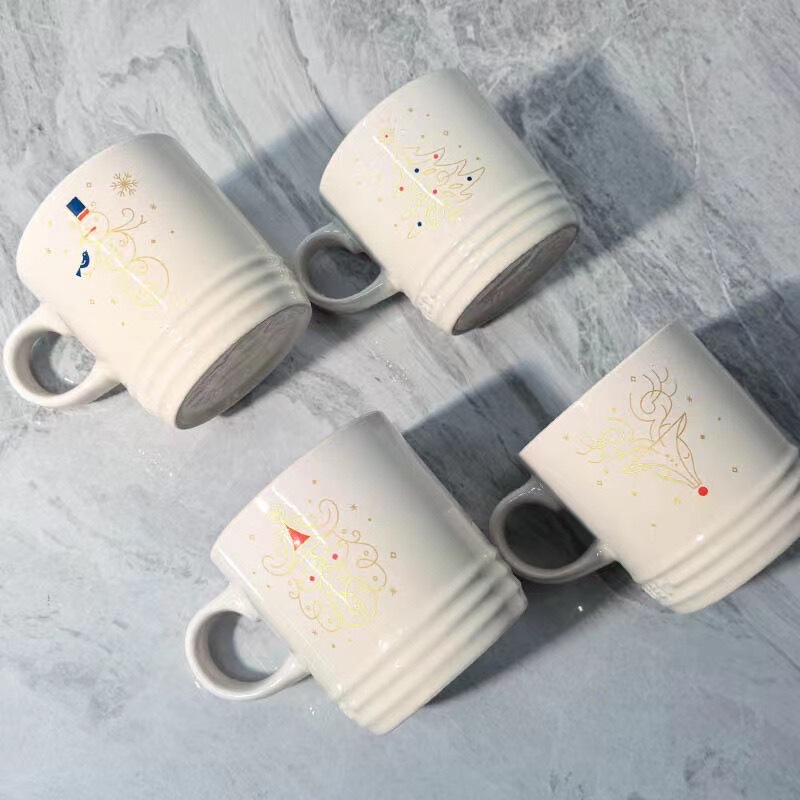 クールカラー ル・クルーゼ クリスマスマグ 4点セット 釉下色 セラミック ドリンクカップ ミルクカップ コーヒーカップ|undefined