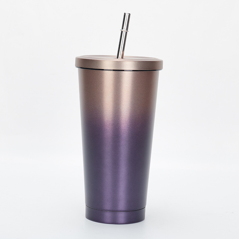 304 taza de acero inoxidable taza de agua de comercio exterior taza de paja de automóvil taza de regalo de color gradiente logotipo personalizado al por mayor