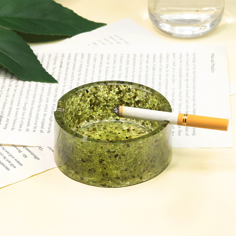 树脂混能量水晶碎石圆形烟灰缸收纳盒客厅办公室桌面水晶创意摆件 图 11