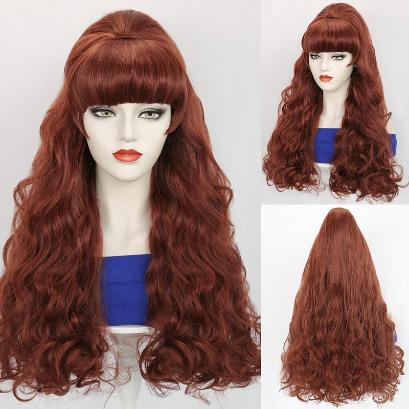 Amazon European and American New Wig for Women, Fashionable 70S and 80S Retro Red-Brown High Crown Wavy Long Curly Hair Amazon European and American New Wig for Women, Fashionable 70S and 80S Retro Red-Brown High Crown Wavy Long Curly Hair
