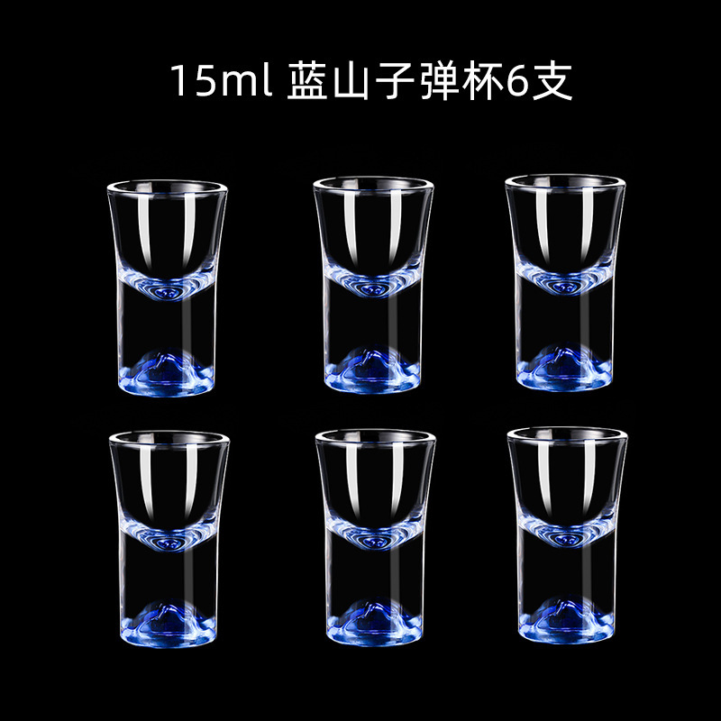 Fábrica directa de vinos de montaña azul conjunto de vidrio de cristal de lujo ligero casero tazas de vino con soporte de tazas de bambú
