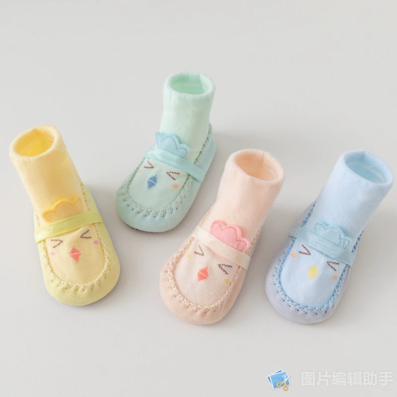 Осенне-зимние новые дышащие нескользящие носки для новорожденных, оптовая продажа милых детских тапочек для дома