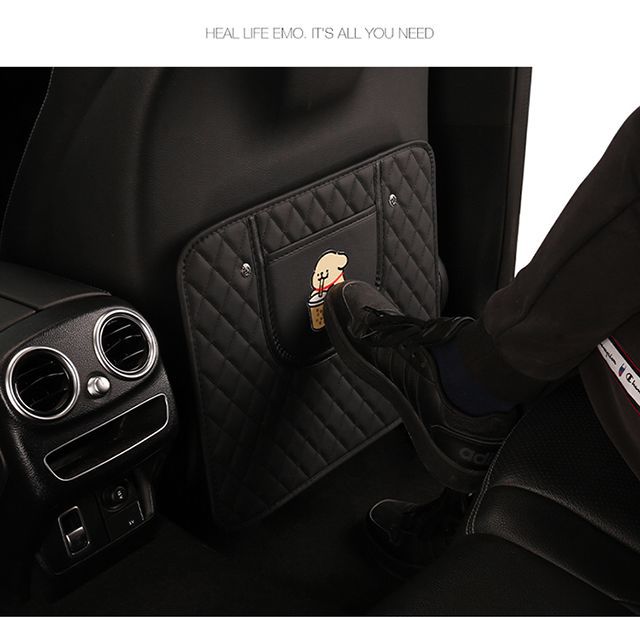 Universal Rear Seat Anti-Kick Pad for Cars, Leather Cartoon Car Seat Backrest Anti-Dirt Protective Mat, Dirt-Resistant Storage Pad