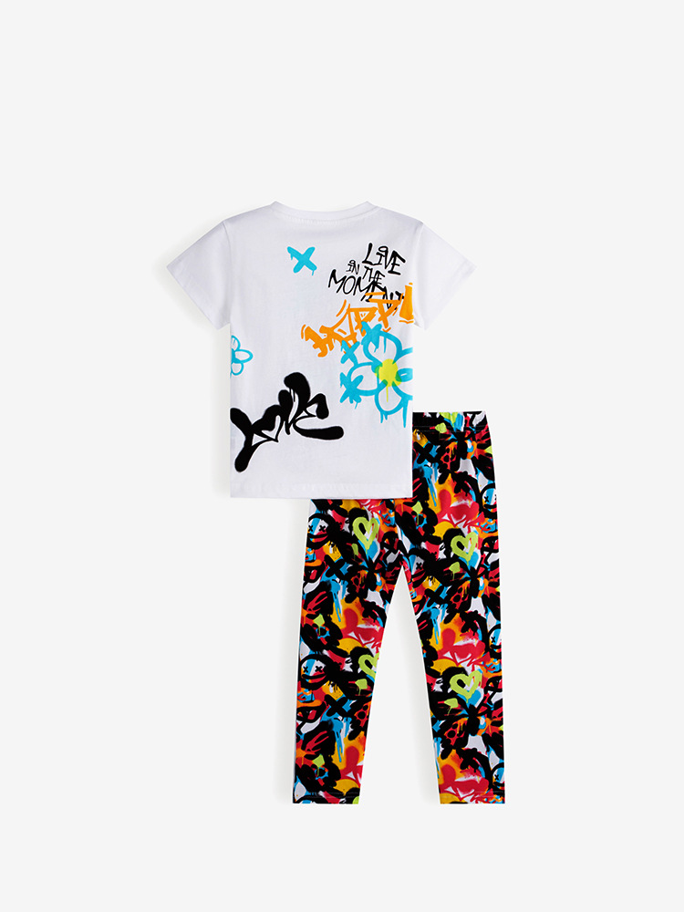 Malwee transfronterizo nuevo estilo europeo y americano ropa infantil de manga corta pantalones largos de dos piezas pantalones de la fábrica de la fuente