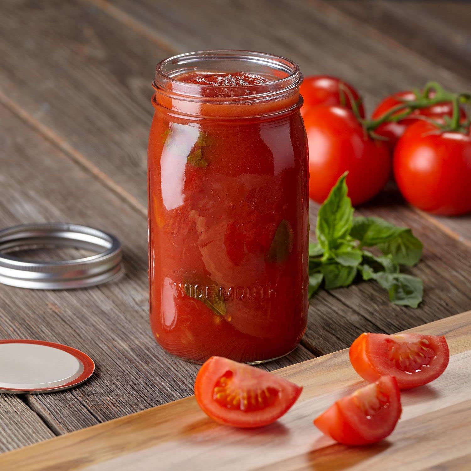 Tarro Mason de vidrio ancho 32 oz personalizado para Amazon, con tapa hermética, ideal para ensaladas, mermeladas o conservas