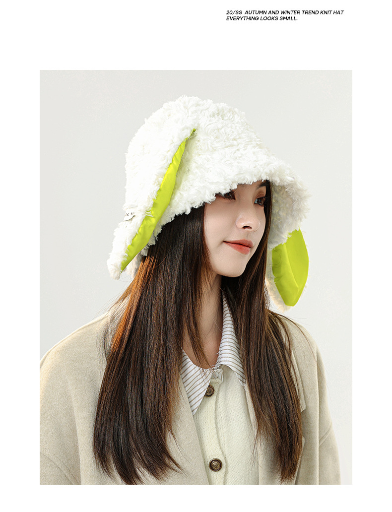 Nuovo cappello da coniglio carino e dolce di vendita caldo, mantieni caldo e obbediente, cappello da bacino per orecchie di coniglio, cappello da pescatore in peluche con orecchio lungo, bambini_voghion.com