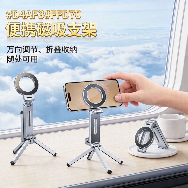 Cross-Border Travel Mobile Phone Magnetic Holder Magsafe Portable Clip Rotating Foldableing Universal Mobile Phone Holder Cross-Border Travel Mobile Phone Magnetic Holder Magsafe Portable Clip Rotating Foldableing Universal Mobile Phone Holder