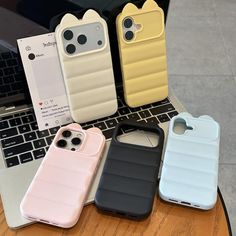 Three-Dimensional Cat Ear down Jacket Pattern Suitable for Apple 16 Phone Case iPhone 15 Pro Full-Cover Silicone Protective Case Three-Dimensional Cat Ear down Jacket Pattern Suitable for Apple 16 Phone Case iPhone 15 Pro Full-Cover Silicone Protective Case