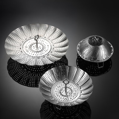 Aion 304 stainless steel folding steamer drain tray steam rack steamer retractable lotus fruit and vegetable tray drain tray