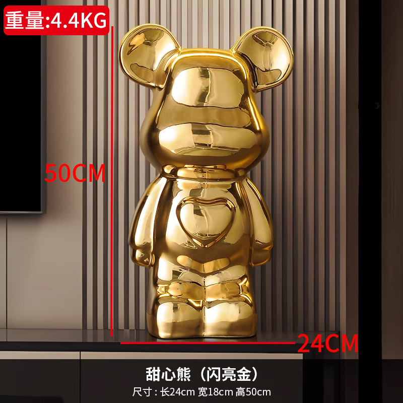 卸売セラミック暴力的なクマの装飾品、貯金箱、リビングルームの軽奢で高級な新築祝いの装飾、ワインキャビネットの装飾品|undefined