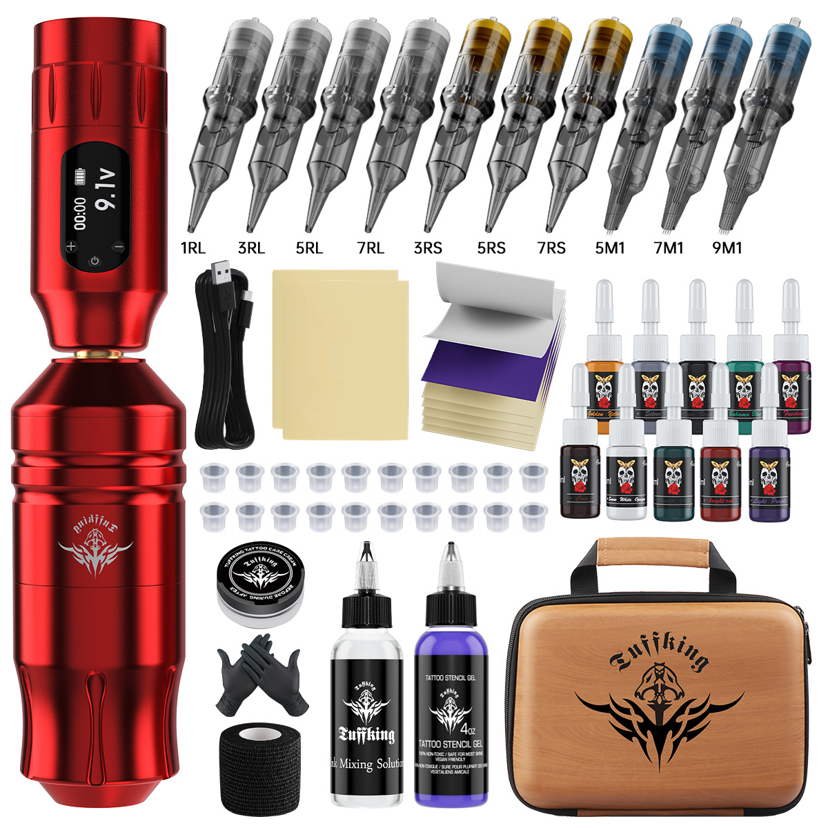 Tuffking máquina de tatuaje tatuaje inalámbrico lápiz corto tatuaje lápiz lápiz con pantalla tatuaje fuente de alimentación transfronteriza