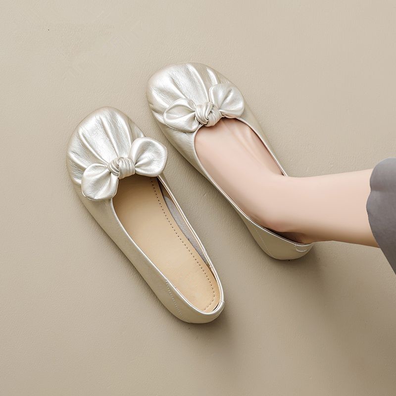 French-Style Bow Flat Shoes for Women 2025 Spring and Autumn New Shallow Round-Toe Soft Leather Comfortable Versatile Loafers