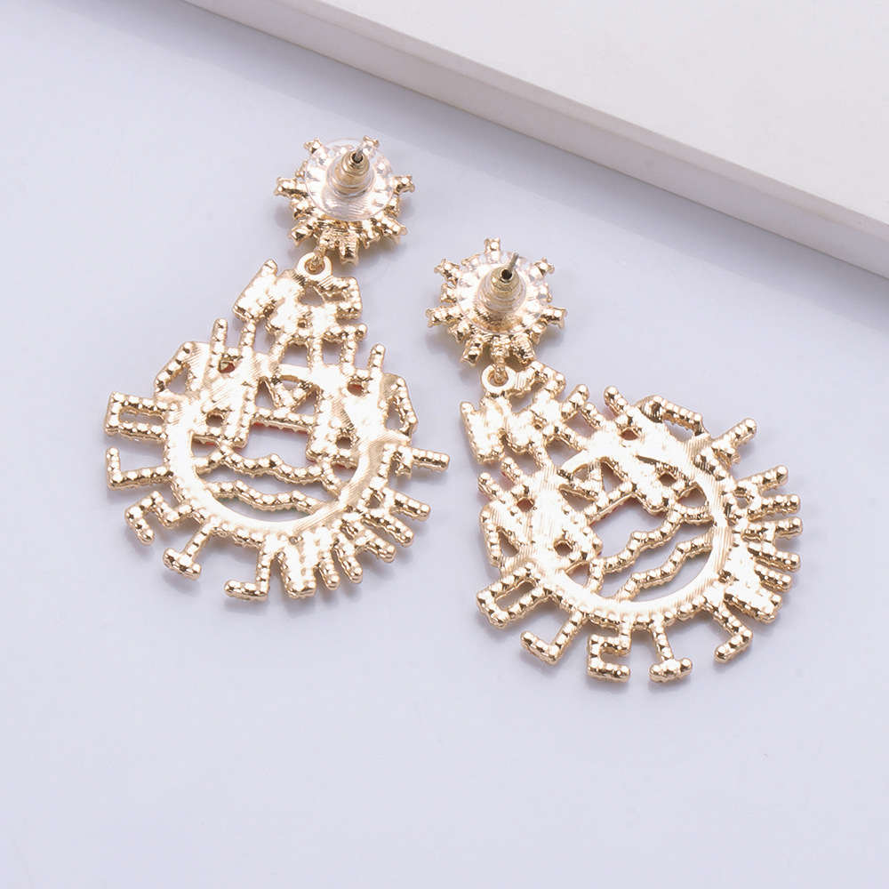 Korean Water Drop Hollow Diamond Alloy Earrings Wholesale display picture 6