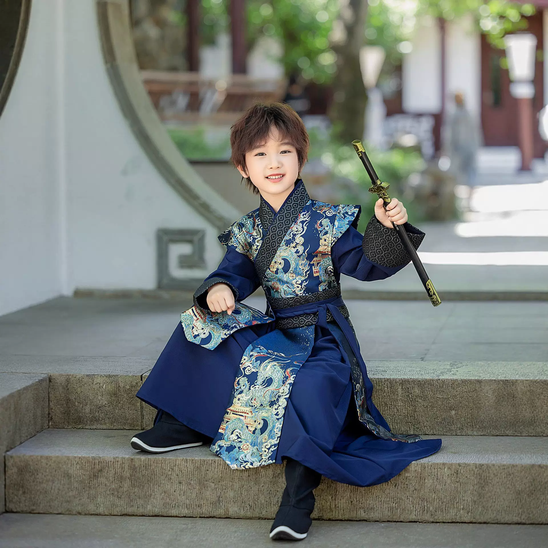 男童汉服春秋2025新款原创唐制帅气男孩幼儿园武侠客古装演出批发