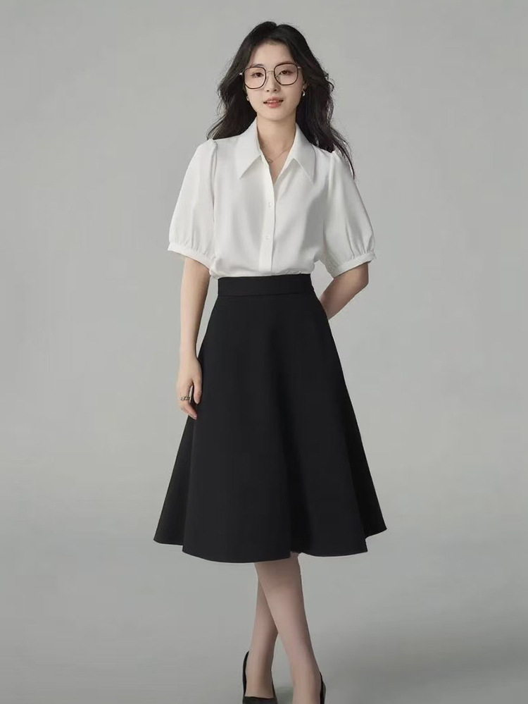 Chân váy xếp ly dài nữ công sở dáng xòe — Váy kẻ ô màu xanh navy chi tiết 15