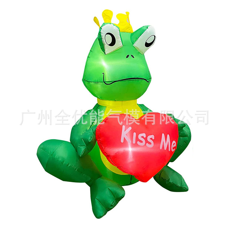 充气情人节可爱青蛙装饰 户外LED充气照明室内假日布置道具