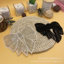 电脑刺绣珠仔蝴蝶结胸花牛仔裤 布贴夏装胸花连衣裙补丁 外贸服装