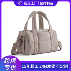 跨境新款羽绒旅行小型行李便捷绗缝尼龙女士托特包单肩手提斜挎包