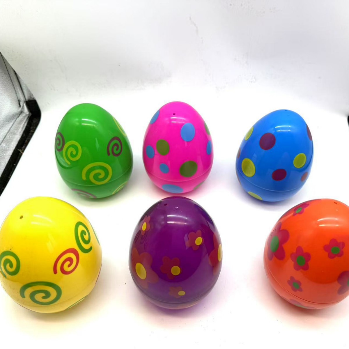 Huevos de Pascua transfronterizos huevo abierto 15cm huevo de impresión de color huevo torcido de Pascua