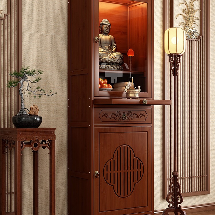 New Chinese-Style Standing Cabinet for Altar, Shrine Table, Guanyin Buddha Statue Offering Table, Household Non-Solid Wood Incense Offering Table
