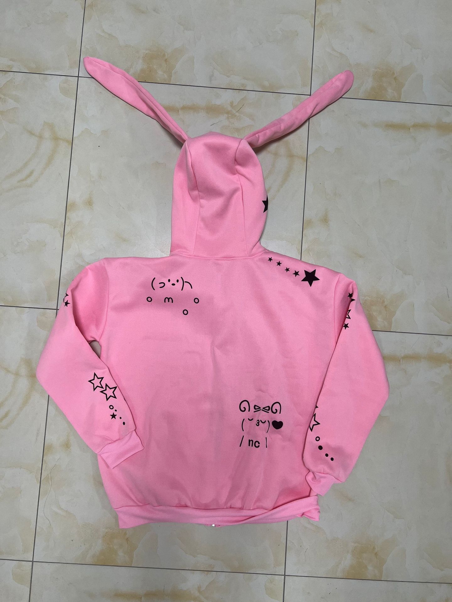 Fashionable Ins New Autumn/Winter Casual Bear Star Printed Loose Zipper Hoodie Set_voghion.com
