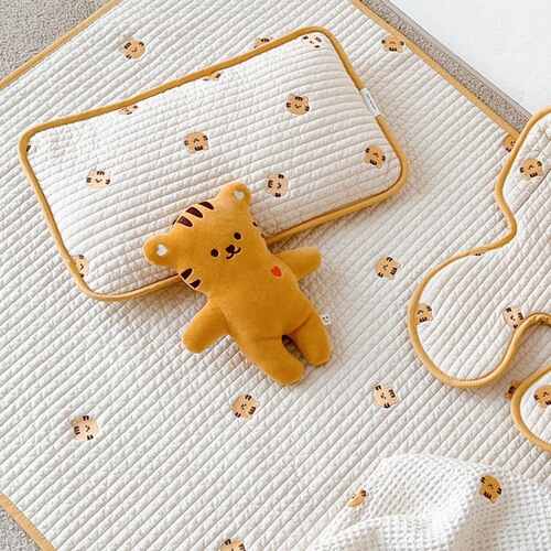 ins style infant quilted pillow core animal embroidery children baby summer mesh pure cotton breathable sweat-absorbent pillow