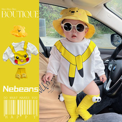 ins24春秋長袖三角包屁衣 潮款男女寶寶衛衣造款拍照套裝哈衣爬服