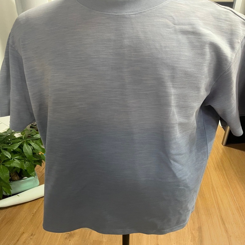 定制跨境230克纯棉双色渐变落肩短袖宽松水洗做旧高版渐变脏脏洗
