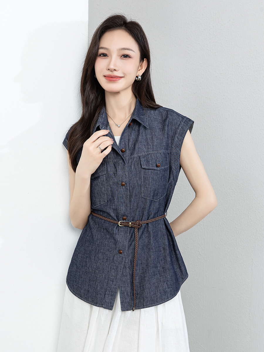Áo hai dây nữ satin cổ V phối ren — Xanh da trờicolor