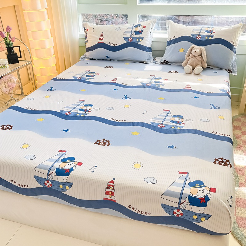 Sombrilla de cama de algodón pieza individual 100 algodón dormitorio de estudiantes colchón individual funda protectora funda de cama funda de almohada juego de tres piezas 2