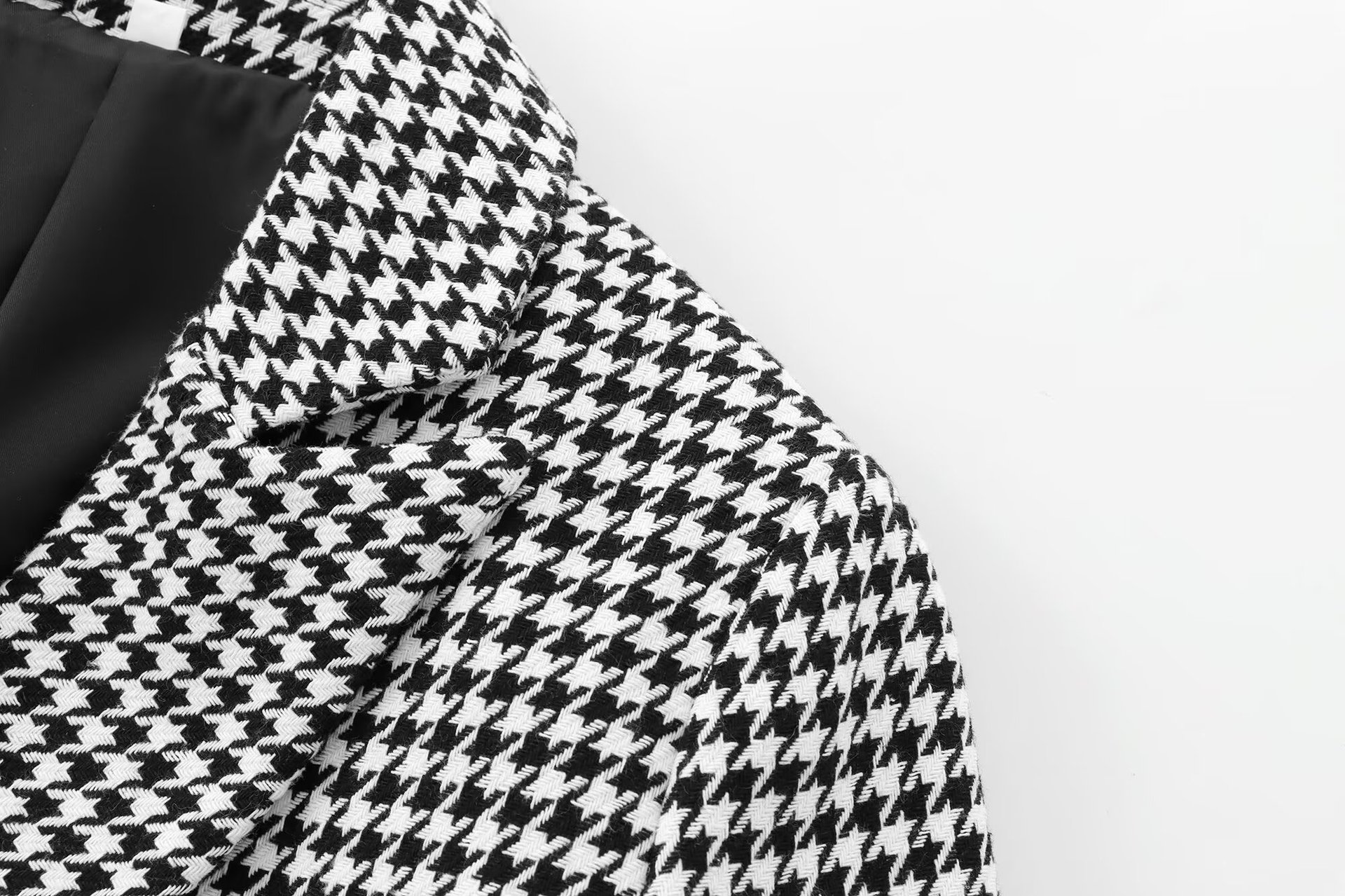 GraceChic 2025 Spring Autumn New Women's Fashion European And American Style French Houndstooth Short Casual Blazer Wide-Leg Pants_voghion.com