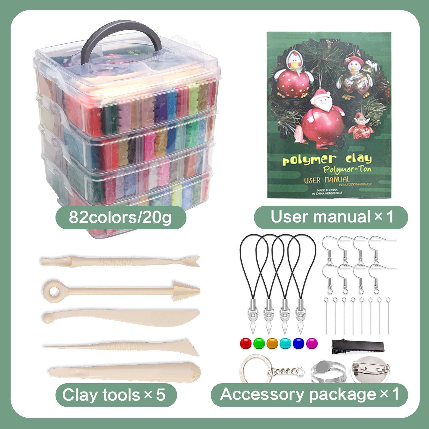 82 colores 20g barro de cerámica suave + herramientas + paquete de accesorios