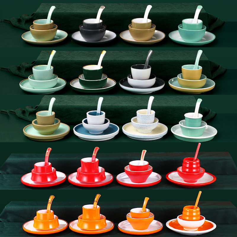 Melamine Hot Pot Shop Table Tableware Four-piece Set Restaurant Tableware Set Commercial Hotel Tableware Set Dishes