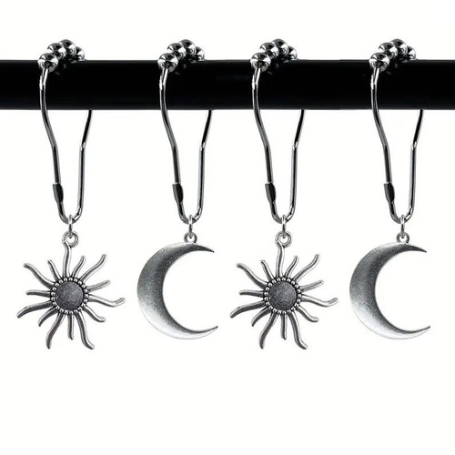 1 European and American cross-border retro moon and sun shower curtain hooks, alloy moon decorative hanging accessories, wholesale
