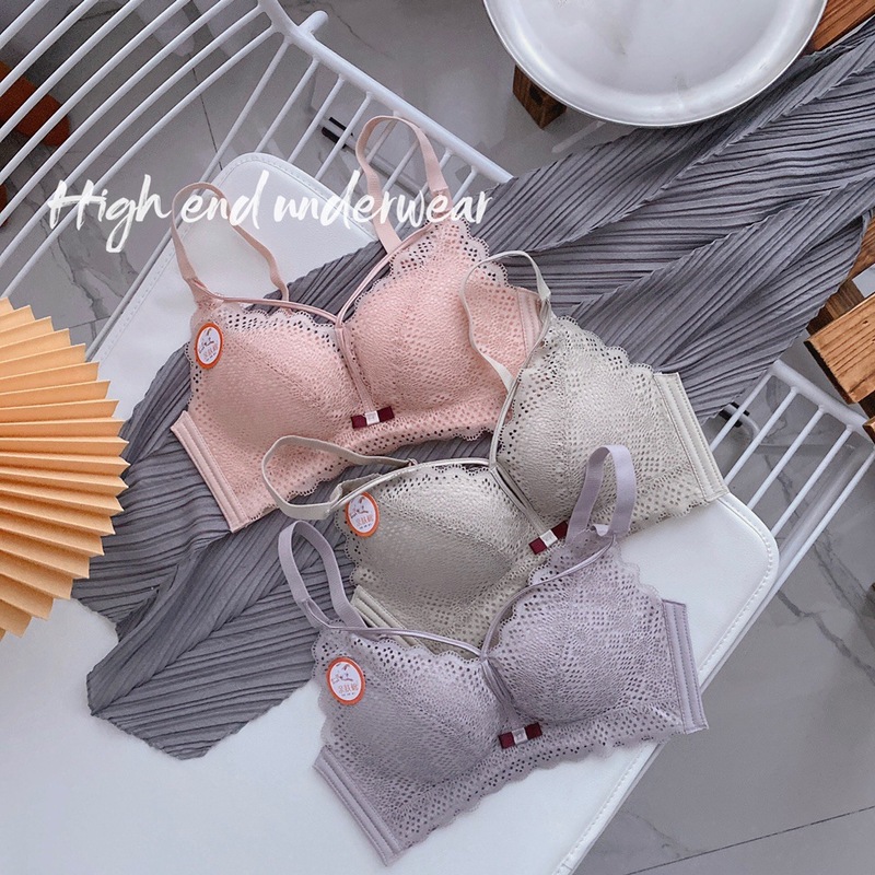 Original Eight-color Evening Fog Breathable Baby Cotton Underwear Women's Rimless Sexy Push-up Bra Lace Comfortable Bra