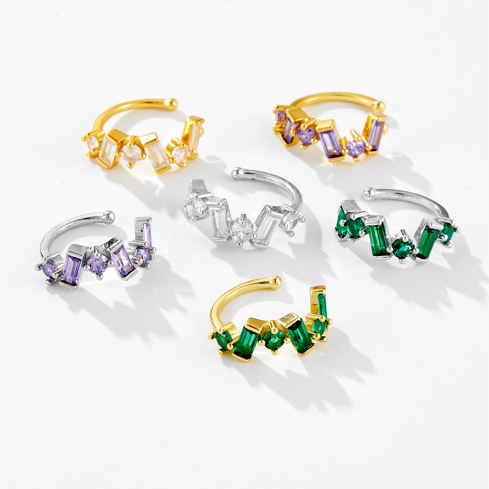 0.05µm-0.08µm Gold Plating Thickness 1 Piece 18K Gold Plated 925 Sterling Silver Geometric Ear Cuffs