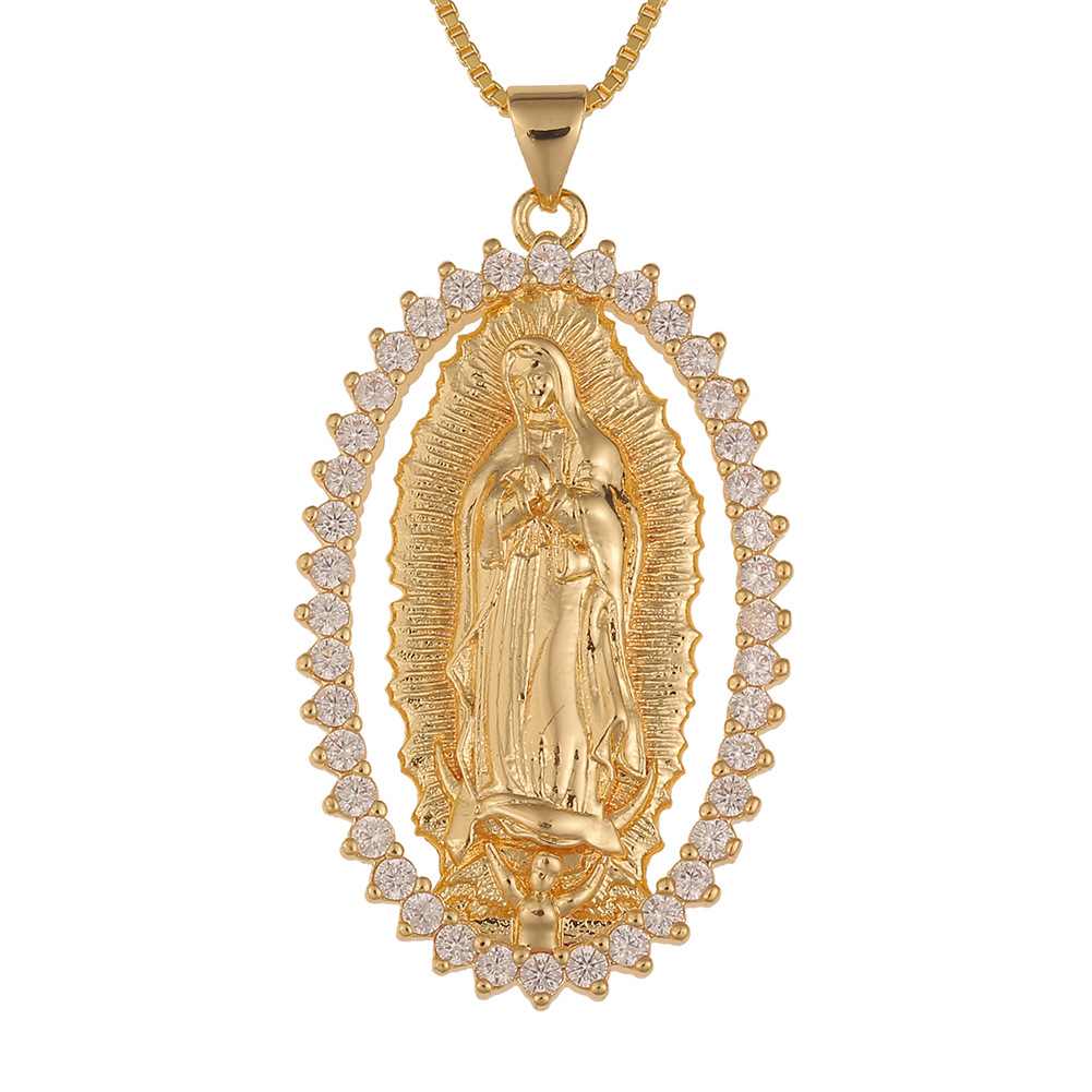 Nouveau Collier Pendentif Madonna Of Death En Zircon Incrusté En Gros Nihaojewelry display picture 9