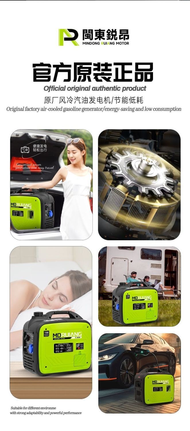 Ruiang gasoline generator, small household rechargeable inverter 220v, outdoor high-power power source, portable for camping