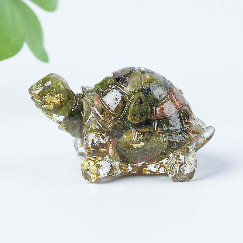 Cristal natural Animal Cristal blanco Cute Little Turtle Decoración creativa Adornos de escritorio Artesanías Decoración de coche