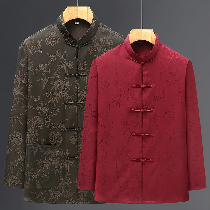 Китайский стиль 2024 весна новый принт с длинными рукавами мужская весенняя одежда тонкая повседневная пара среднего размера